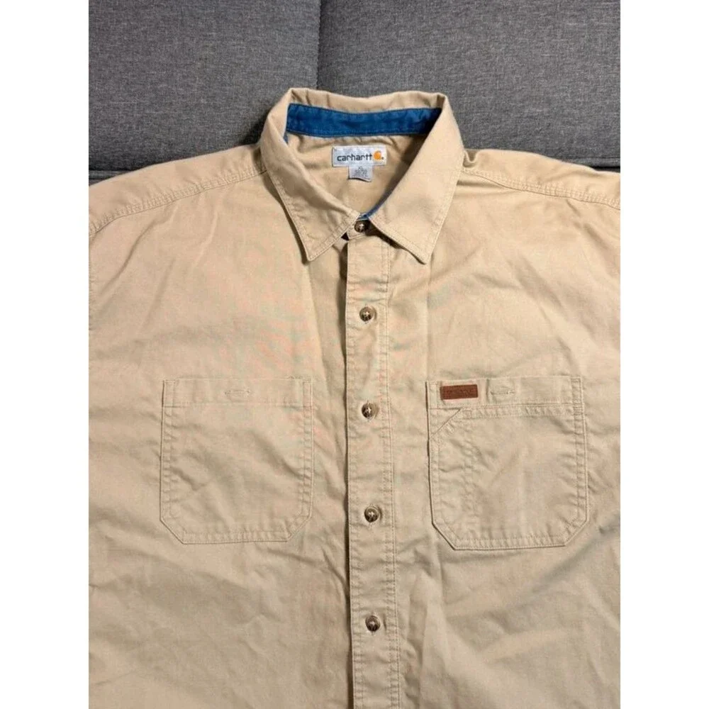 Vintage Carhartt Tradesman Canvas Work Shirt - Beige (Size XL)